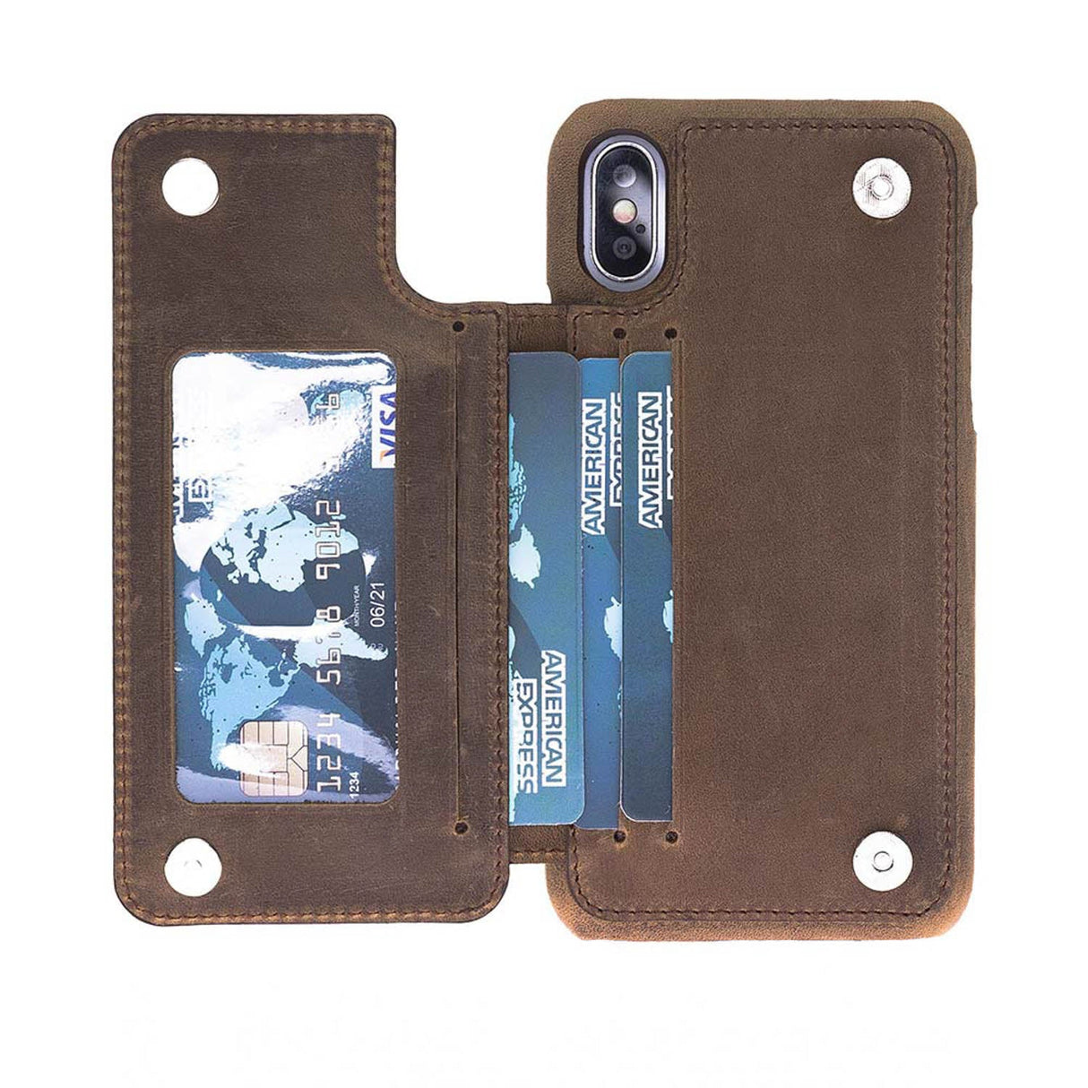 iPhone X / XS Snap On Leather Wallet Case by Hardiston - premium iPhone 10 (X) Cases