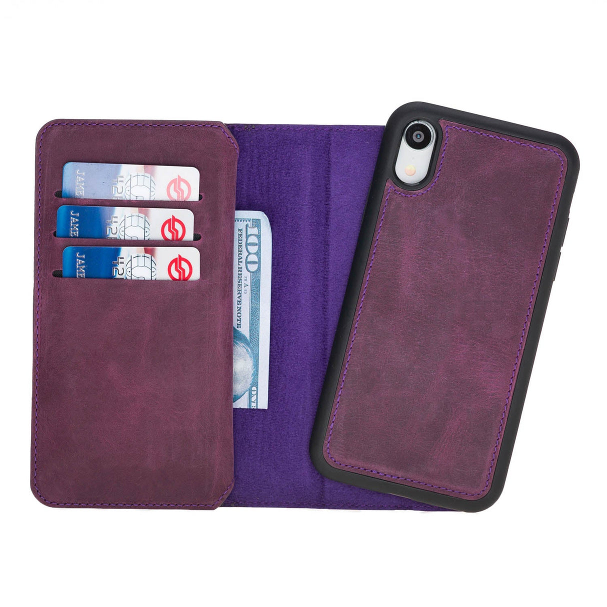 iPhone XR Dual Fold Magnetic Detachable Leather Wallet Case by Hardiston - premium iPhone 10 (X) Cases