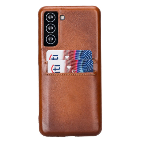 Samsung Galaxy S21 Snap - on Full Cover Leather Case with Credit Card Slots by Hardiston - premium Samsung S - 21 Cases