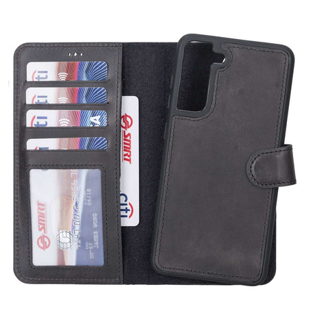 Samsung Galaxy S21FE Magnetic Detachable Leather Wallet Case by Hardiston - premium Samsung S - 21 Cases