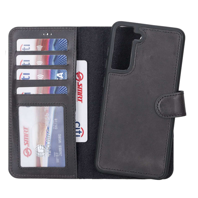 Samsung Galaxy S21FE Magnetic Detachable Leather Wallet Case by Hardiston - premium Samsung S - 21 Cases