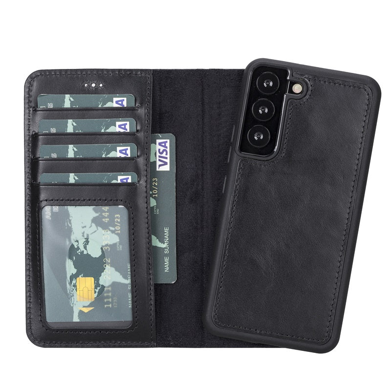 Samsung Galaxy S22 Magnetic Detachable Leather Wallet Case by Hardiston - premium Samsung S - 22 Cases