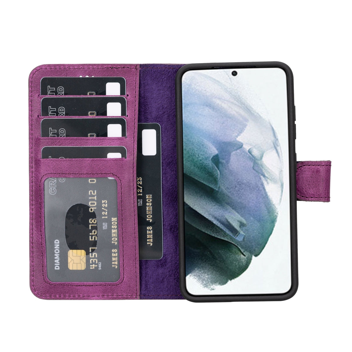 Samsung Galaxy S23 Magnetic Detachable Leather Wallet Case by Hardiston - premium Samsung S - 23 Cases