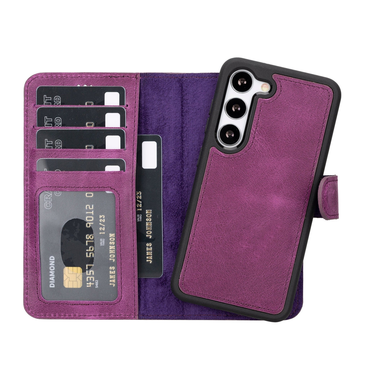 Samsung Galaxy S23 Magnetic Detachable Leather Wallet Case by Hardiston - premium Samsung S - 23 Cases