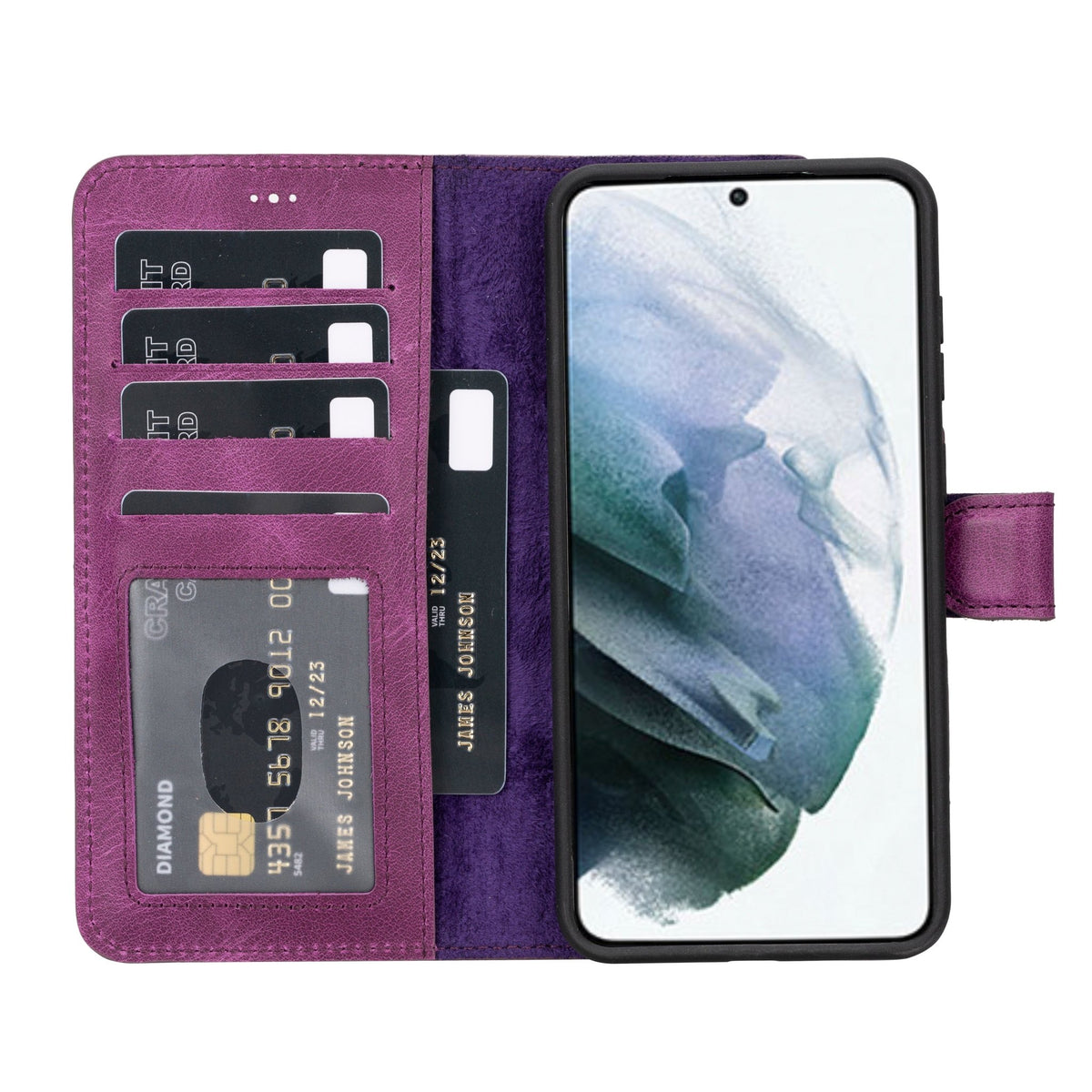 Samsung Galaxy S23 Plus Magnetic Detachable Leather Wallet Case by Hardiston - premium Samsung S - 23 Cases